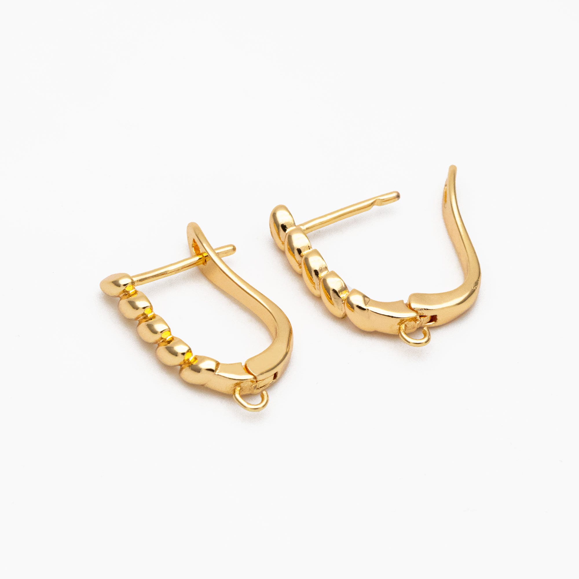 10pcs Gold Leverback Ear Hooks 18x12mm, Real Gold plated Brass, Earring Hooks with Loop (GB-848-A)